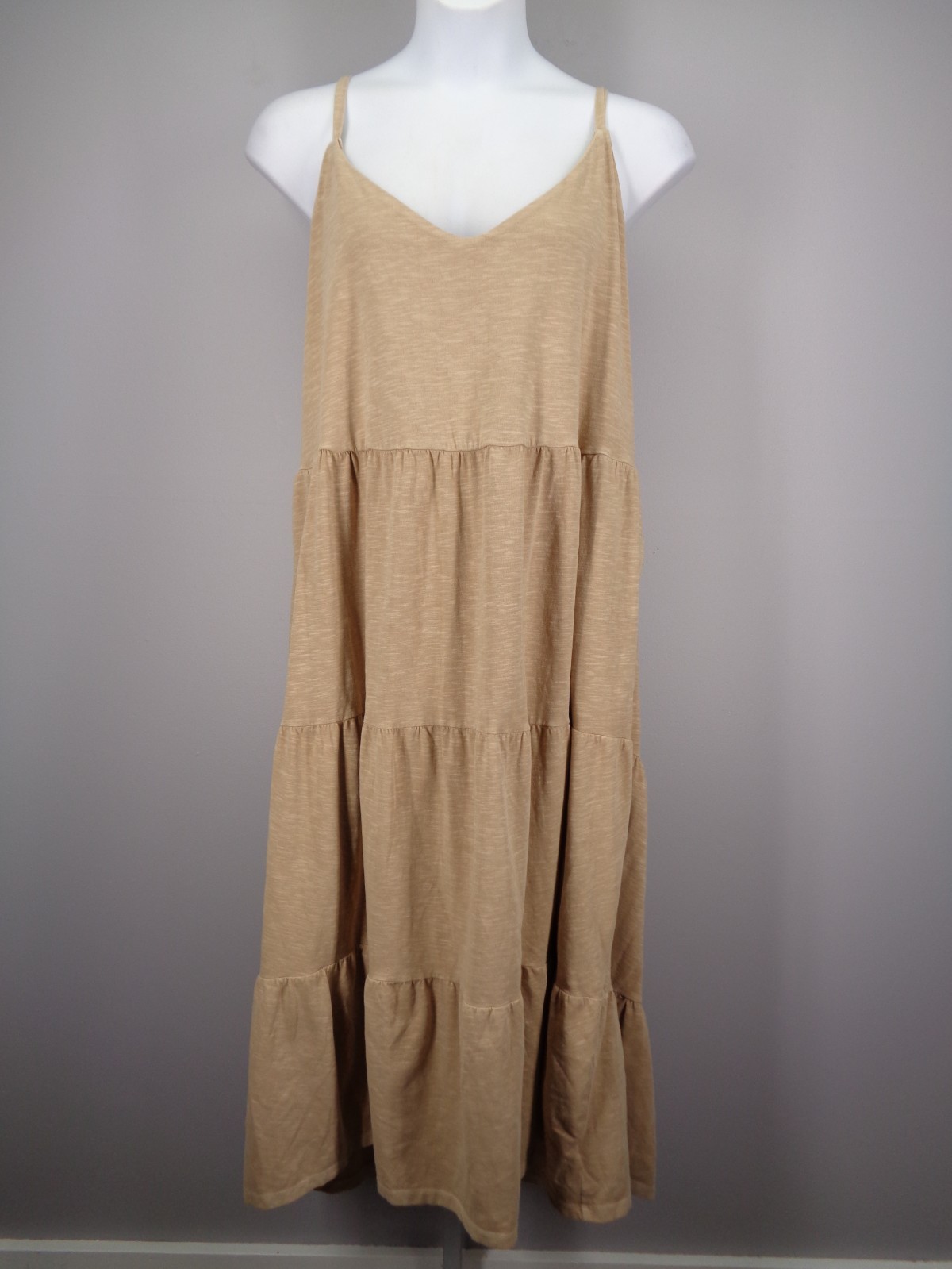 Old Navy Beige Tiered Slub Knit Cami Dress Plus Size 3X New