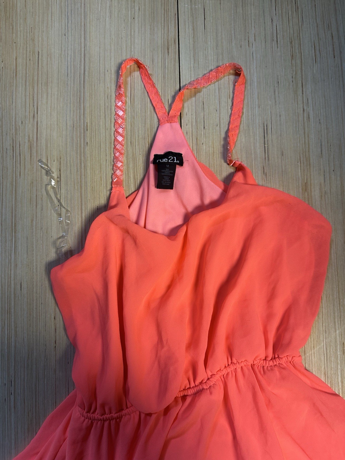 rue21 Orange Polyester Chiffon Solid Mini Dress Sleeveless Pullover Women M