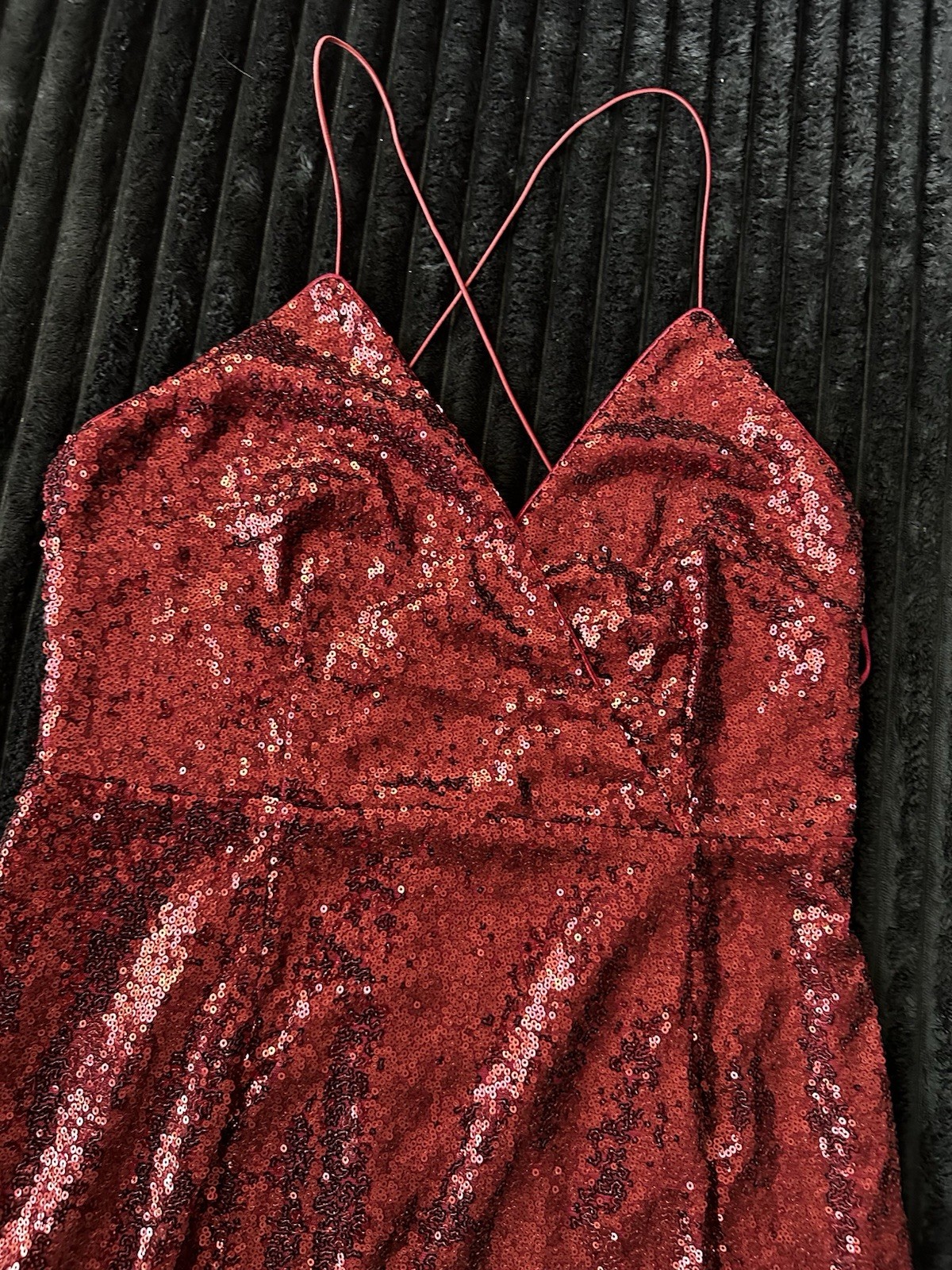 NWT Altar’d State Red Sequin Mini Dress Size Large V Neck