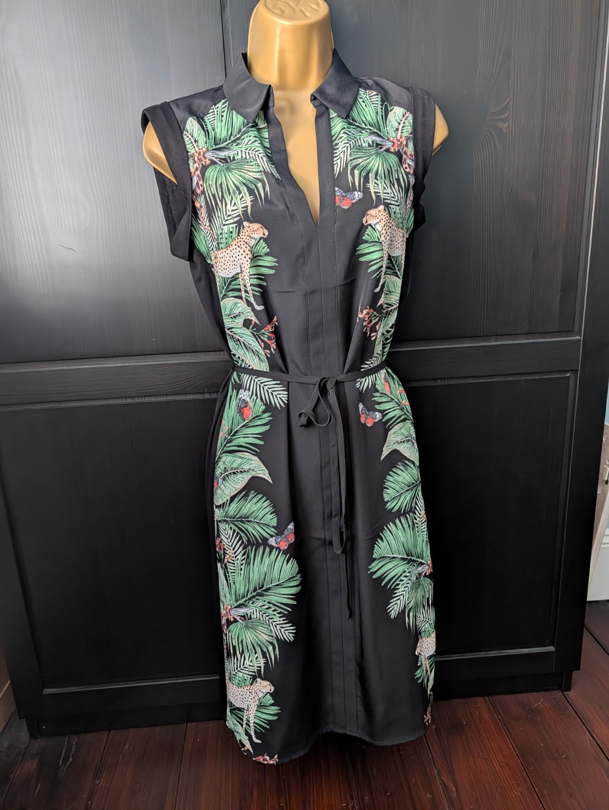 Oasis Special Edition with ZSL wildlife dress XS 8. Jungle animal palm print