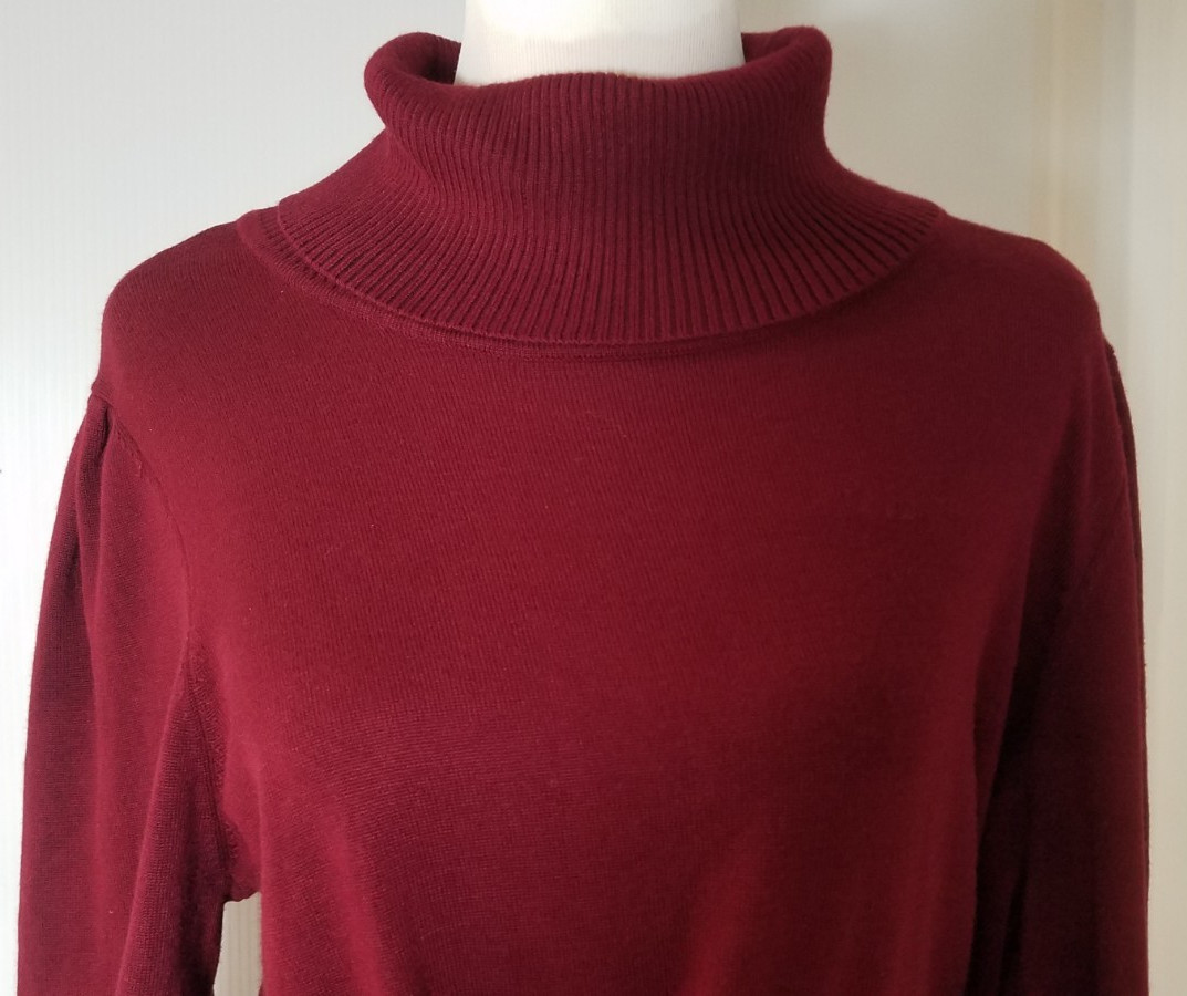 Maia Sweater Dress Size XL Red Knit Long Sleeve Mock Neck Midi Belted 5493