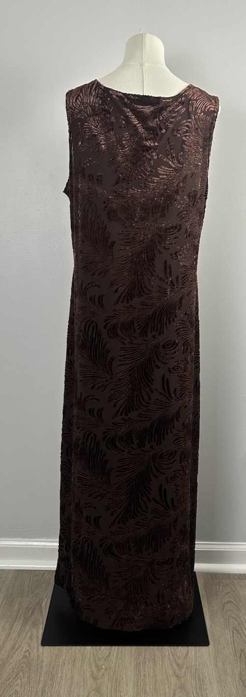 VTG Inspired Whimsigoth Raisin Maxi Dress BurnOut Velvet Art Deco Retro Sz L