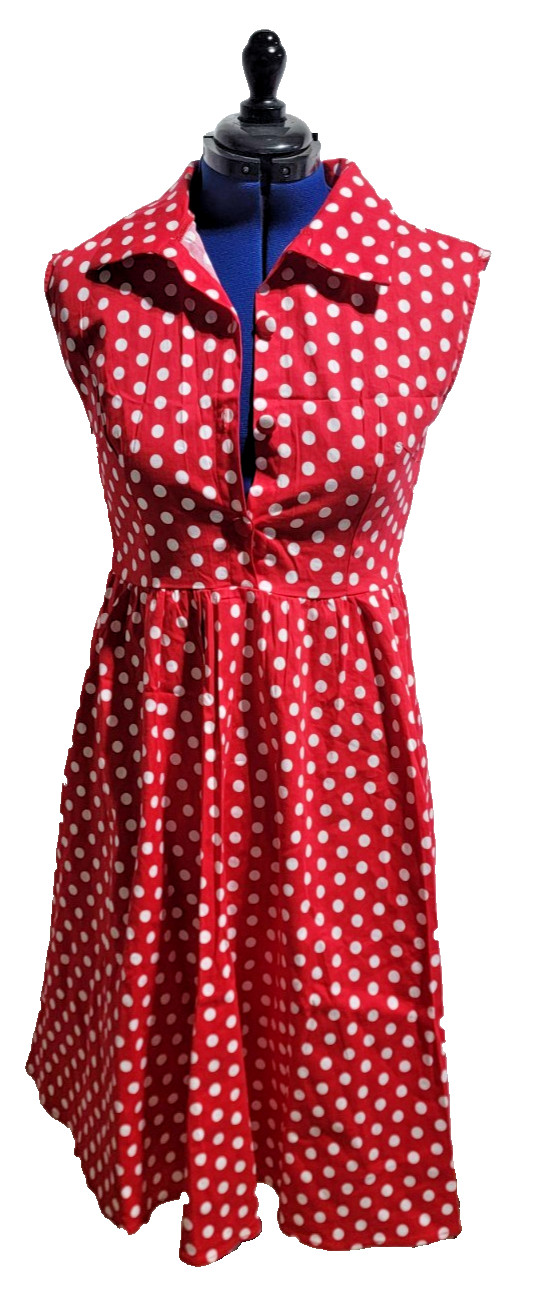 Red & White Polka Dot vintage looking, 1950s housewife wife style dress size XL