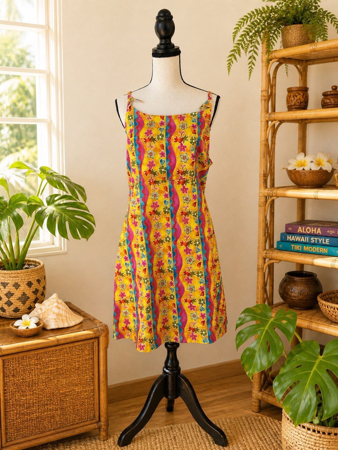 Hilo Hattie Vintage Floral Stripe Dress Size L