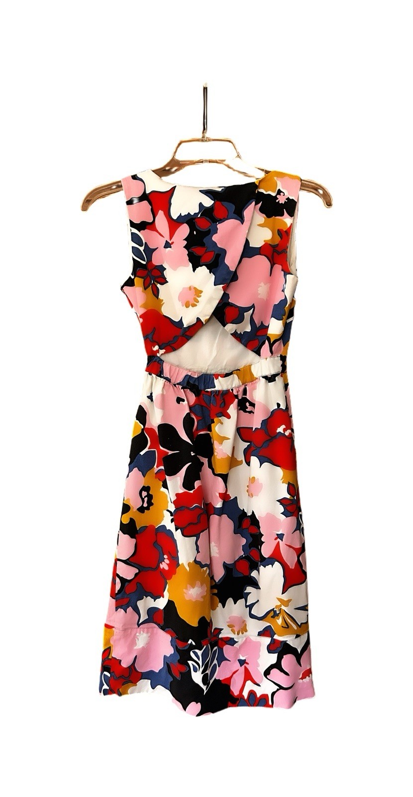 Anthropologie Whit Two Bright Floral Mini Dress, Cut Out Back, Size 0/XS