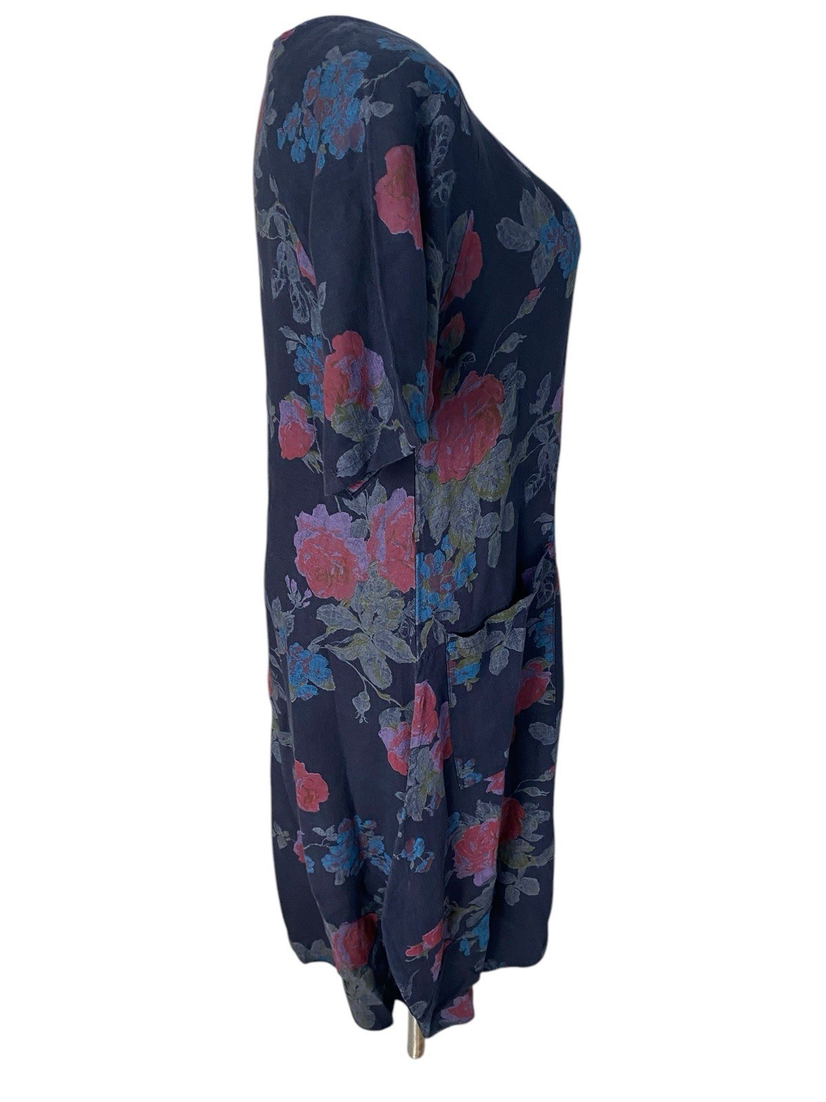 Couleur Lin Paris Milan Blue Floral Linen Midi Dress Size Size Small (36)