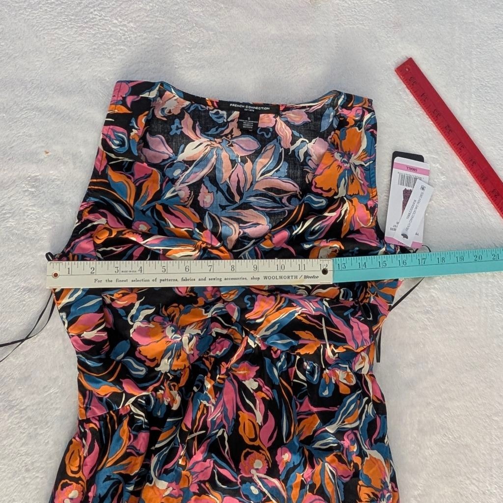 French Connection Twist Front Black Multicolor Floral Maxi Dress – Small – New