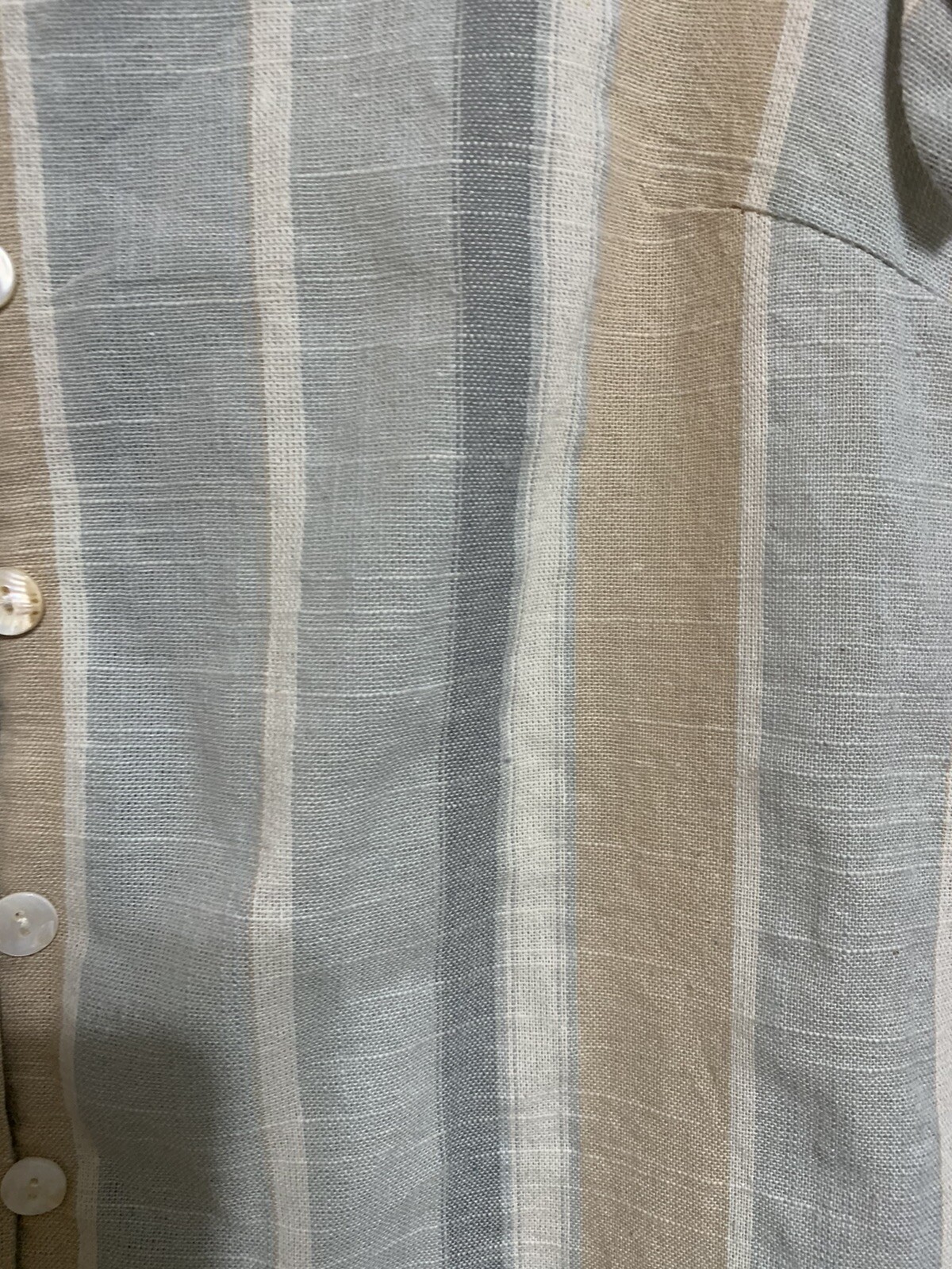 Striped Tie Strap Sundress Button Front Ruffle Hem Knee Length Medium