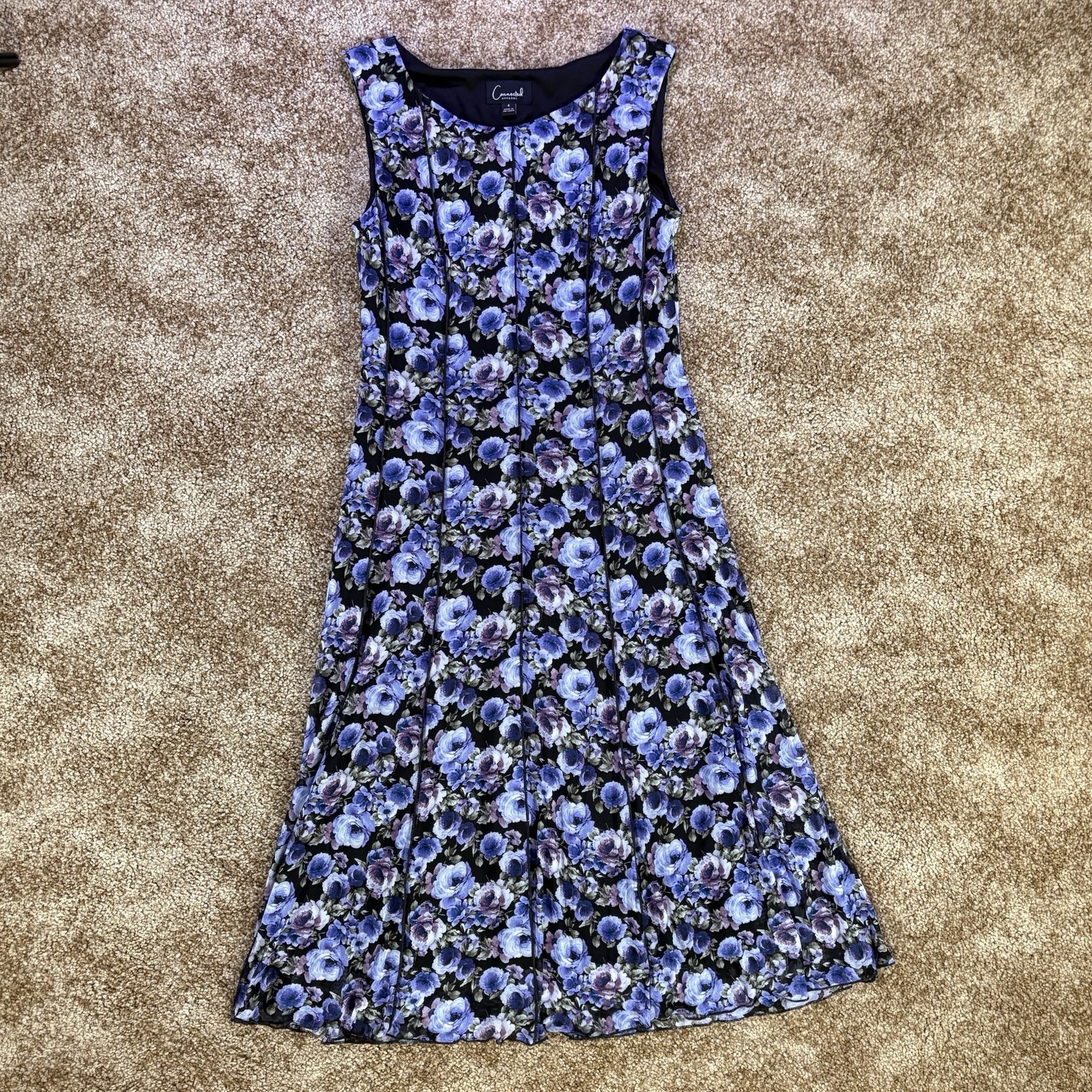 Connected Apparel Floral Lightweight & Breathable Sleeveless Midi Dress Size 4