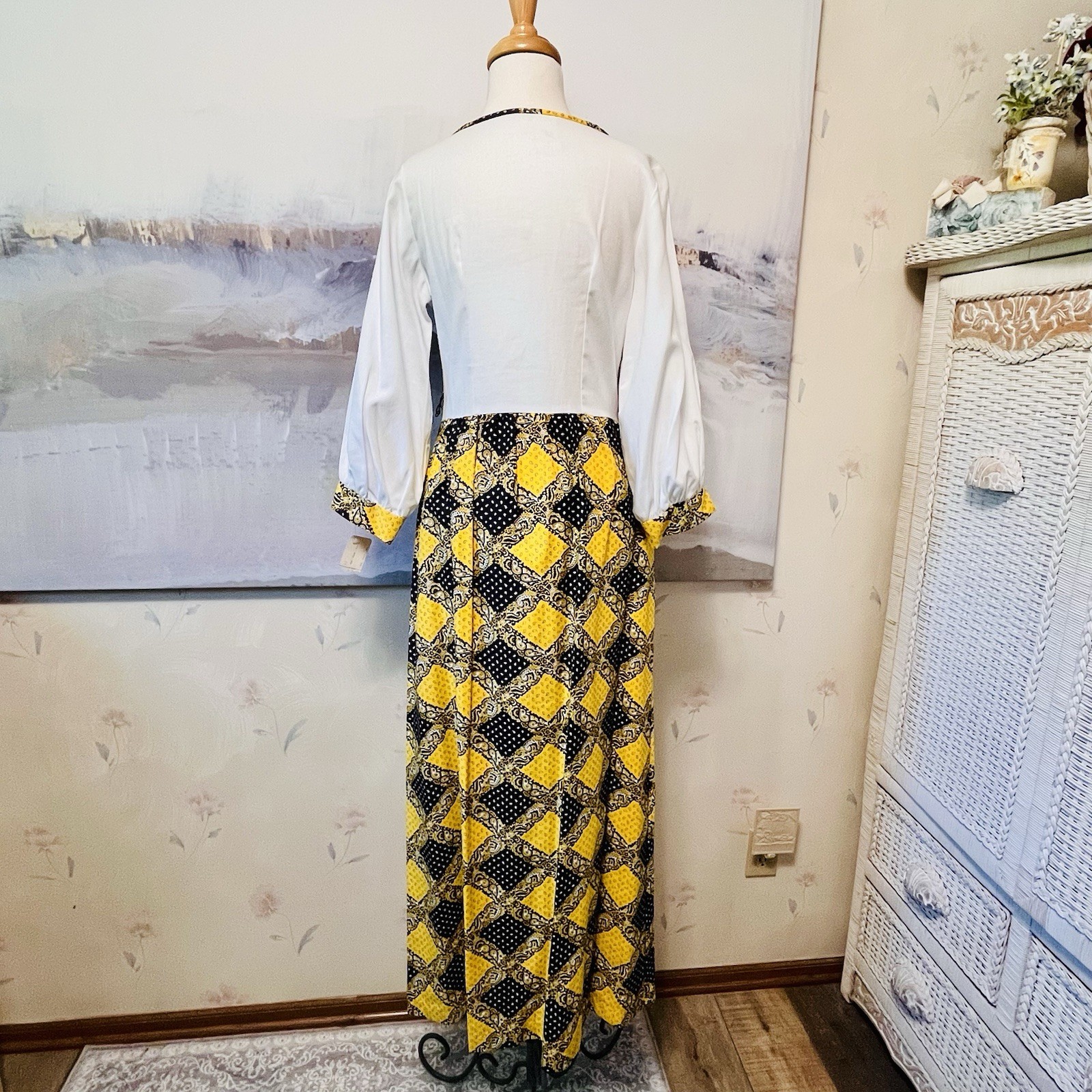 Vtg 60’s Allendale Maxi Dress NWT Womens Size 14 Geometric A-Line Colorful Boho