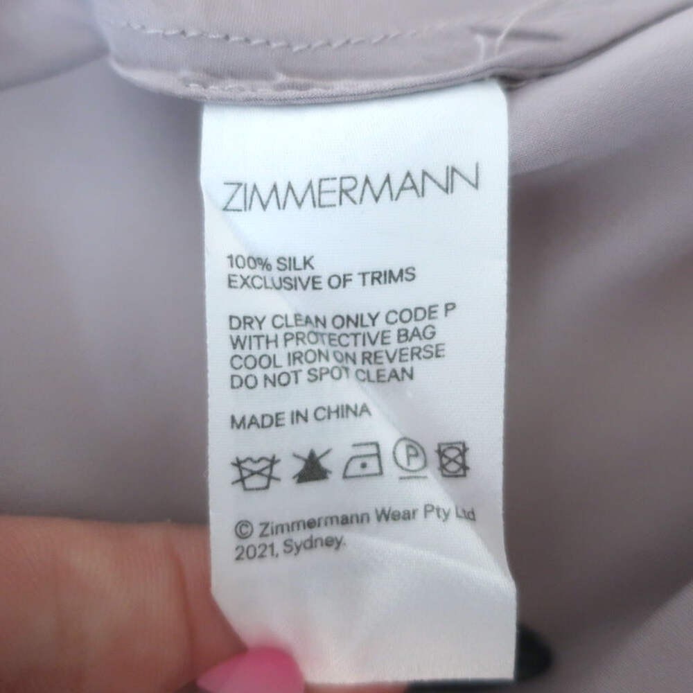 Zimmermann Blouson-Sleeve Mini Wrap Dress Lavender Silk Satin Size 2