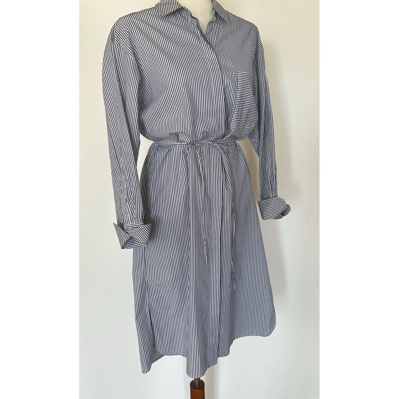 Guideboat Co. Preppy Nautical Blue Striped Shirtdress Button Front Dress Size 6