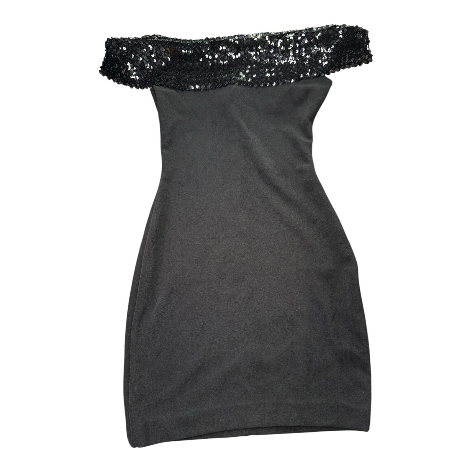 Moda International Black Sequin Off Shoulder Dress Womens Medium Cocktail