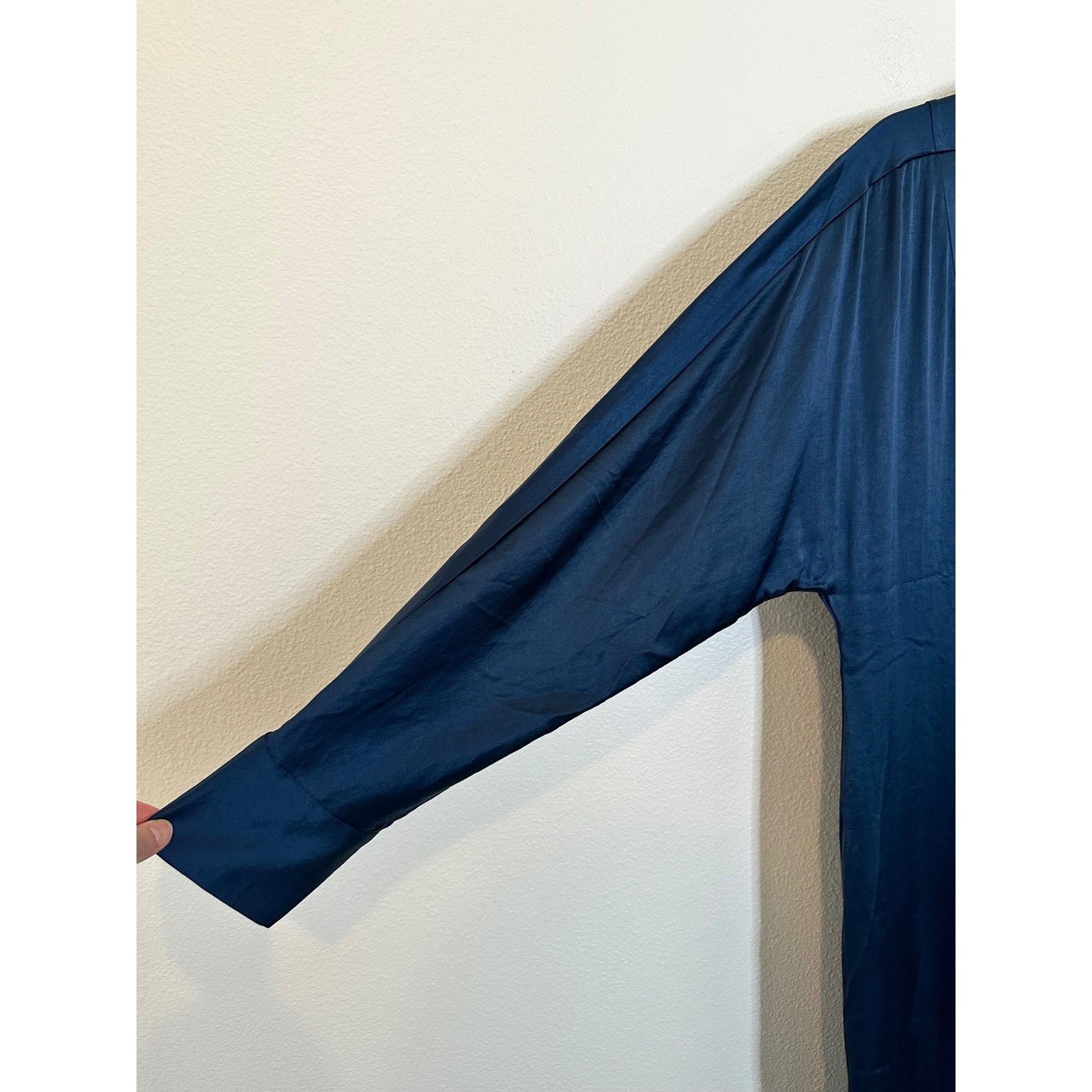 Madewell Satin Button Front Midi Shirt Dress Size 16 Classic Indigo Blue Holiday