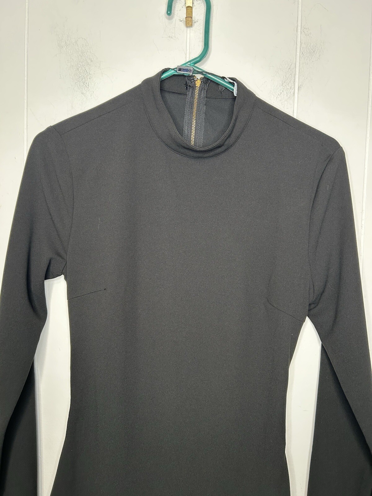 Missguided Open Back Sheath Dress Women’s Size 12 Black Mock Turtleneck Stretch