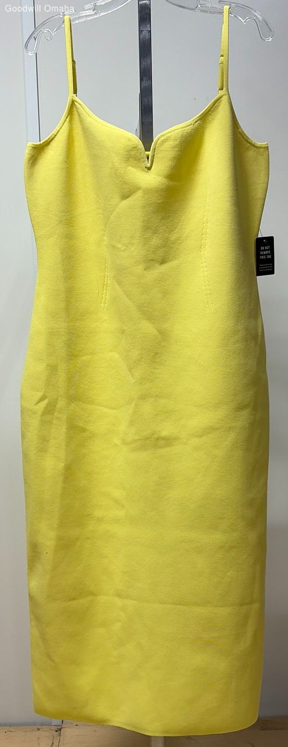 Express Women’s Size XL Yellow Body Contour V Wire Sleeveless Midi Dress NWT