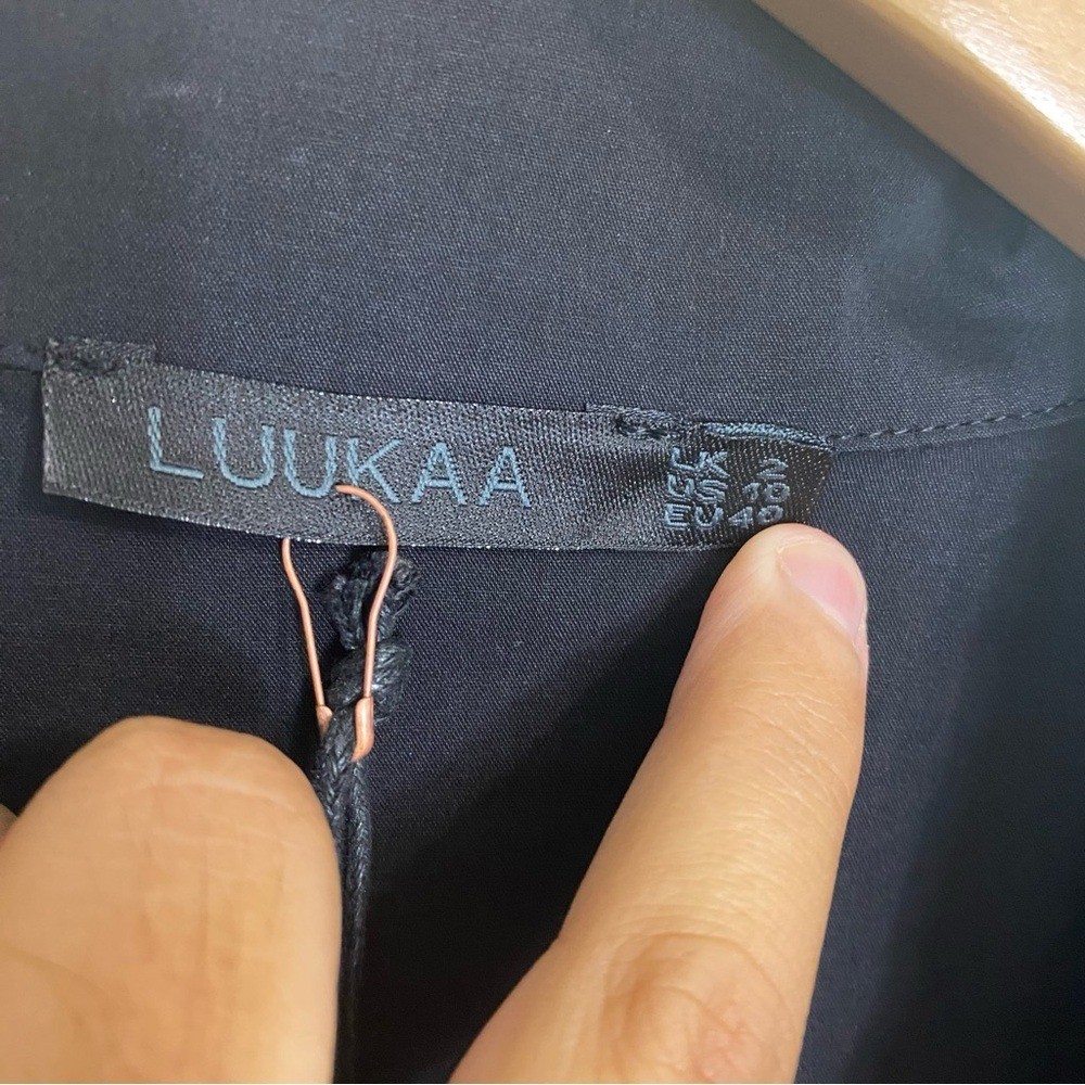 Luukaa Black Button Down Midi Dress Tule Size 10