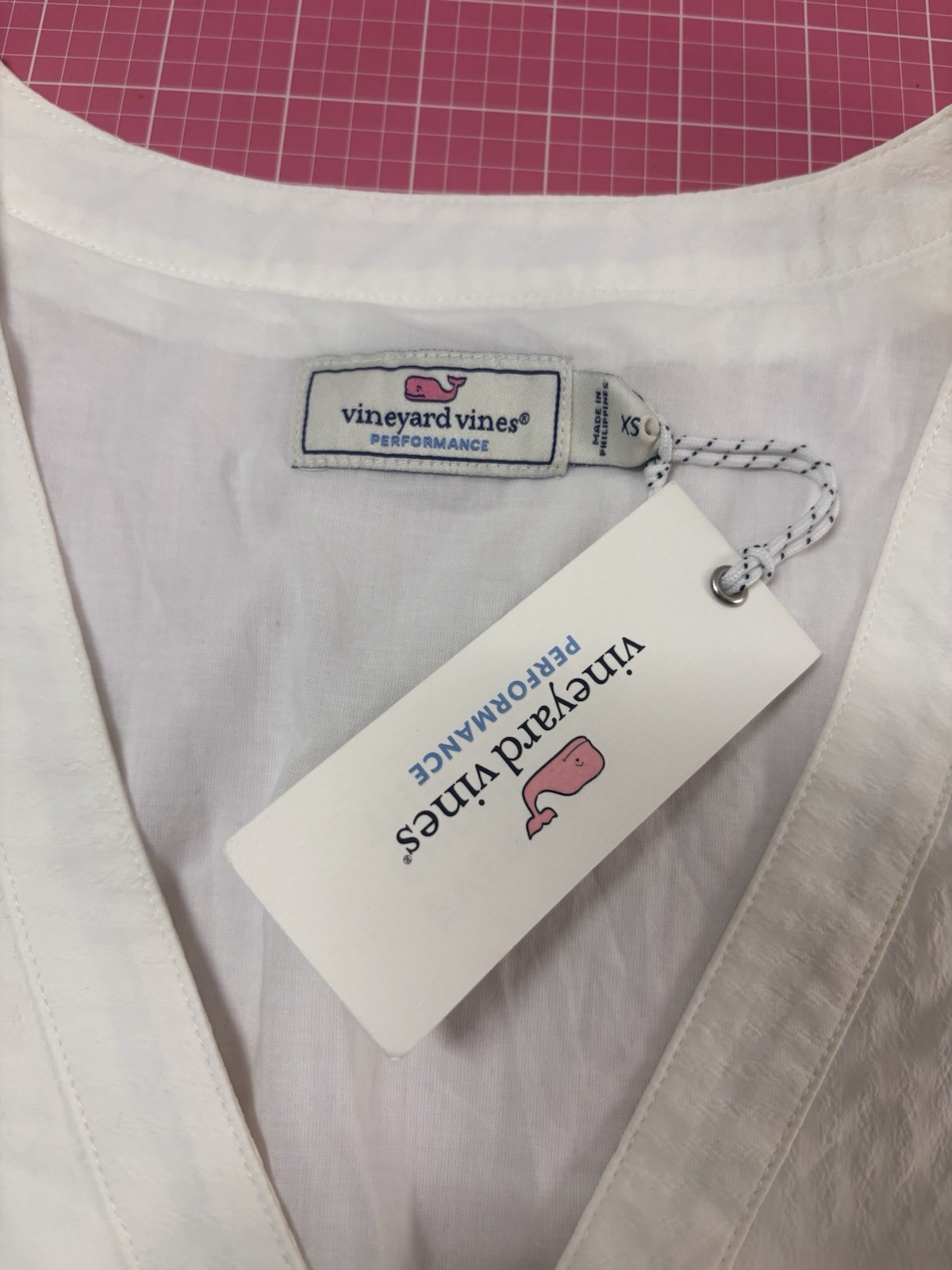 Vineyard Vines Performance Harbor Seersucker Tiered Dress White XS New Nautical