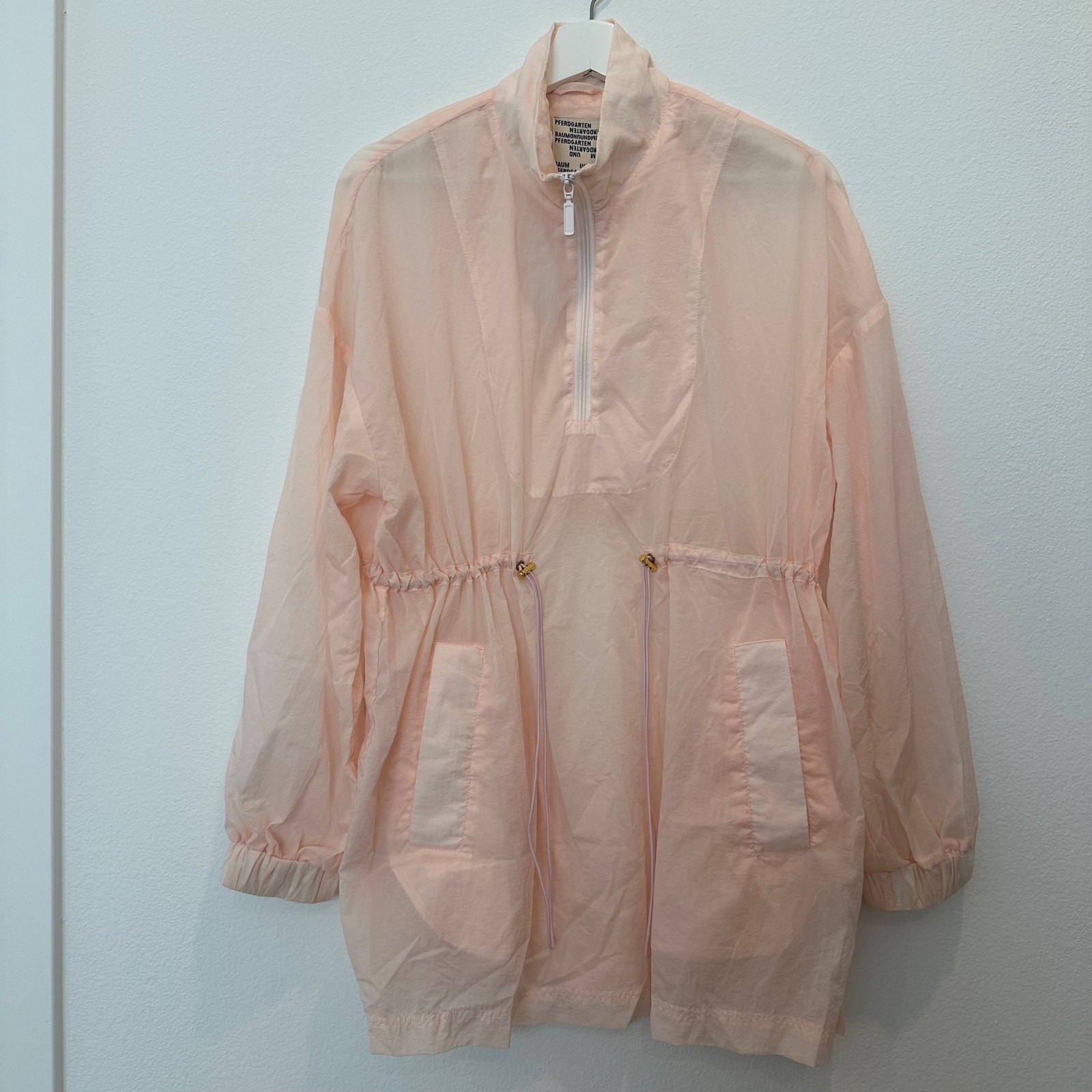 Baum und Pferdgarten pink sheer windbreaker long sleeve quarter zip dress EU 38