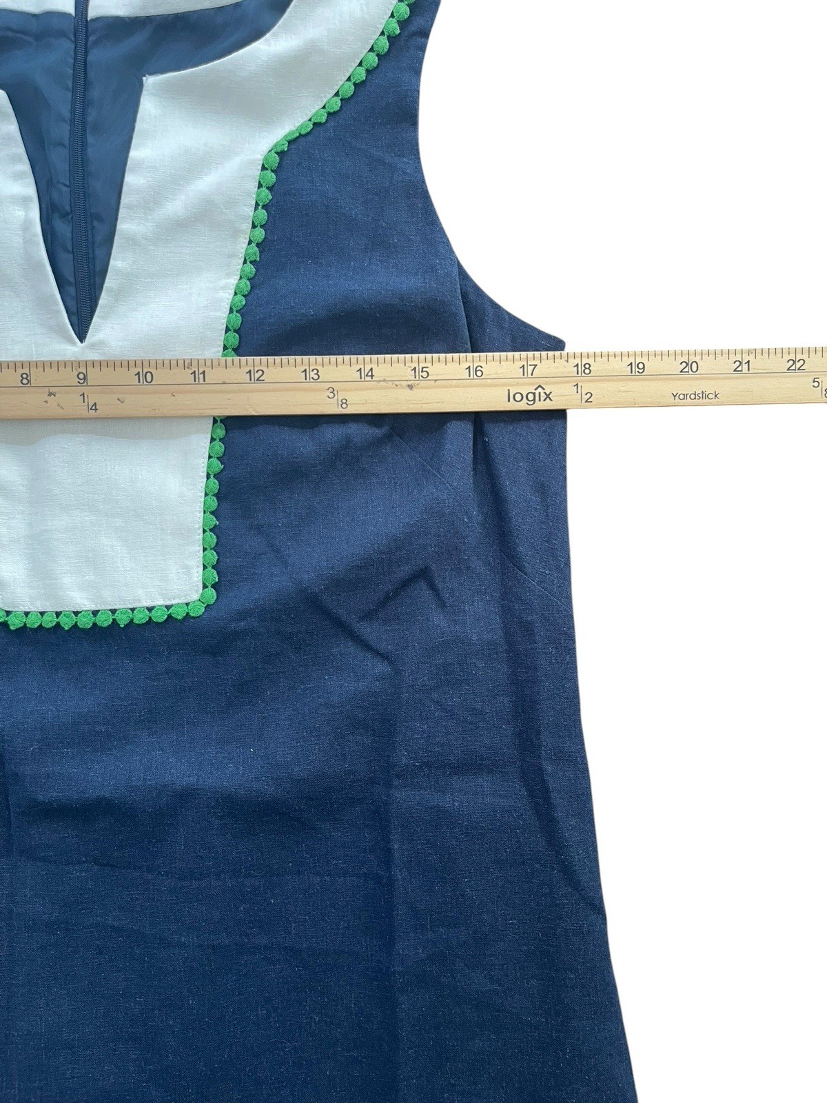 J Howard Navy White Linen Shift Sheath Dress Size 10 Preppy Nautical Resort