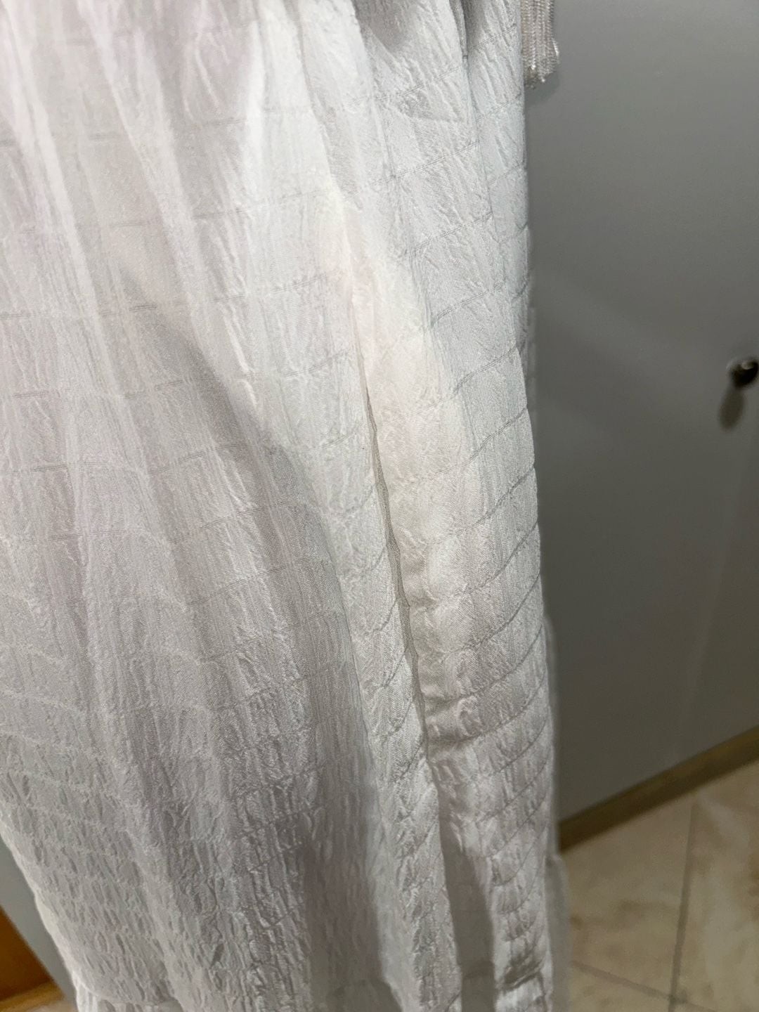 Taylor white textured puff sleeve tiered maxi dress with tassel tie