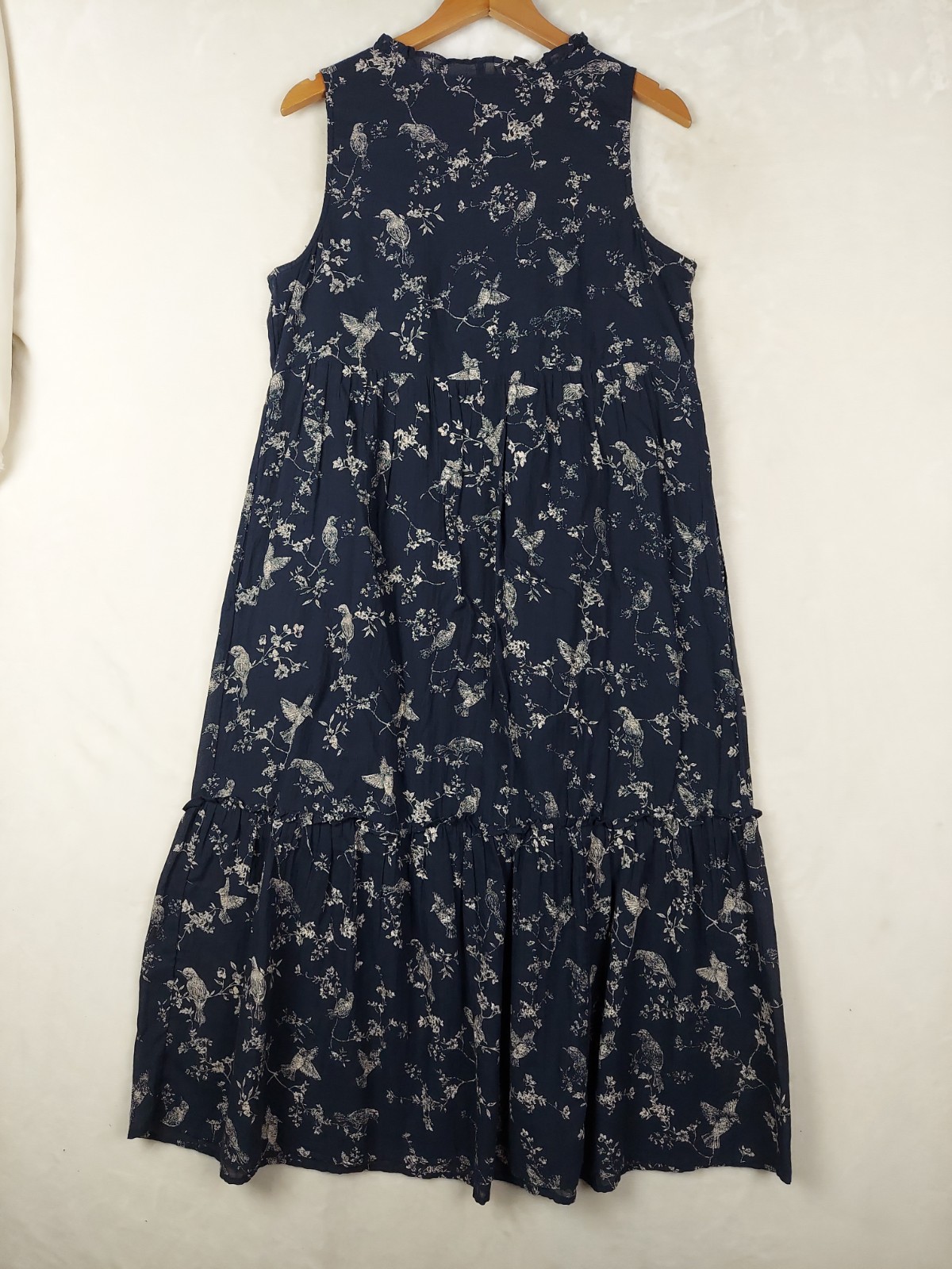 J.Jill Midi Dress Womens Medium Bird 100% Cotton Gauze Casual Lined Tiered