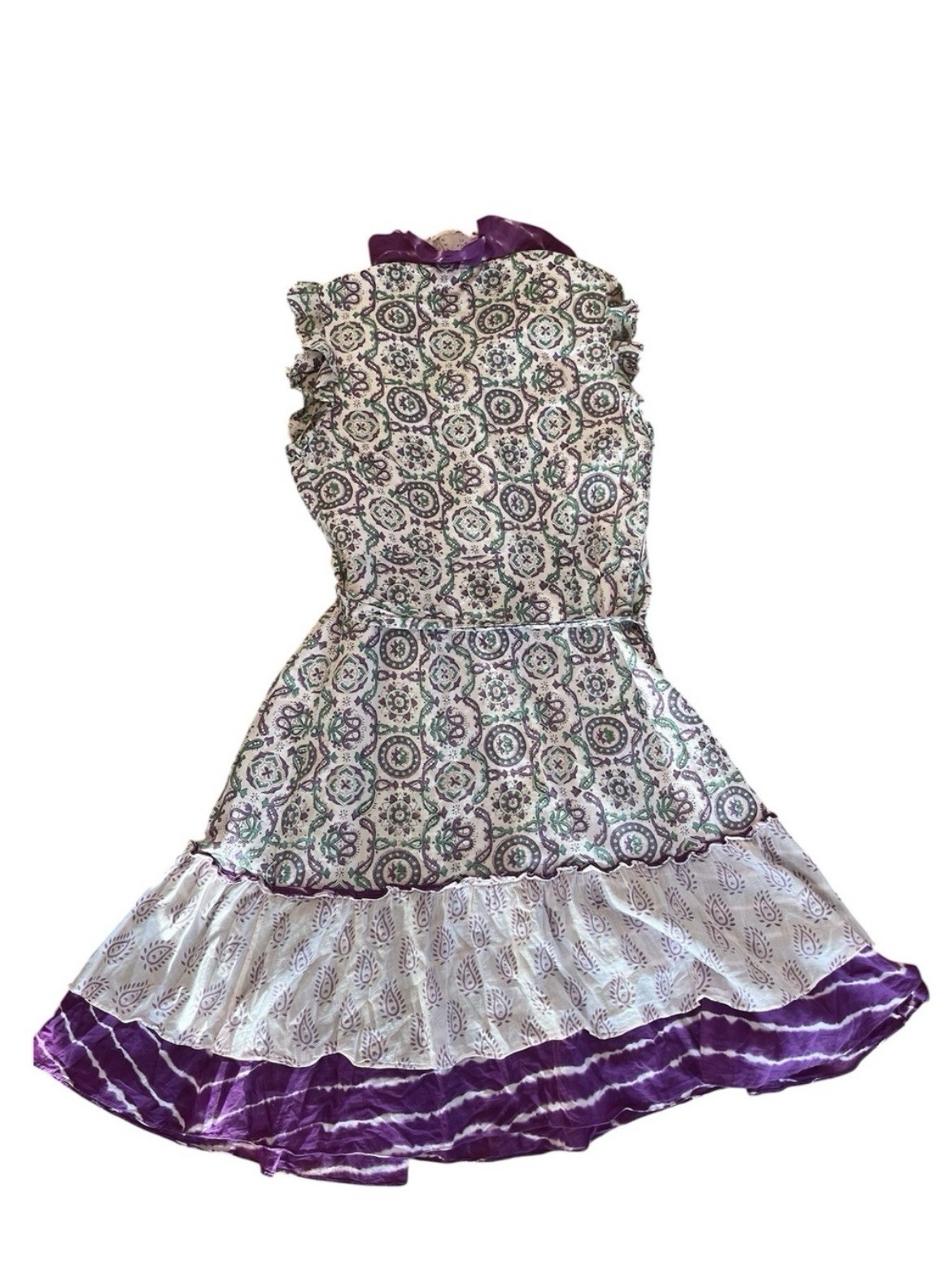 Diane Von Furstenberg Designer Judette Green Purple Mixe Ruffle Wrap Midi Dress