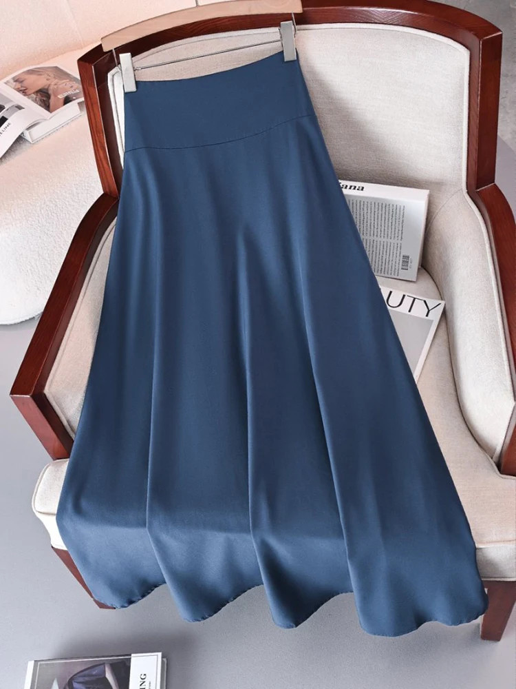 New In Dresses Solid Color A-line Skirts for Woman Clothing High Elastic Waist L