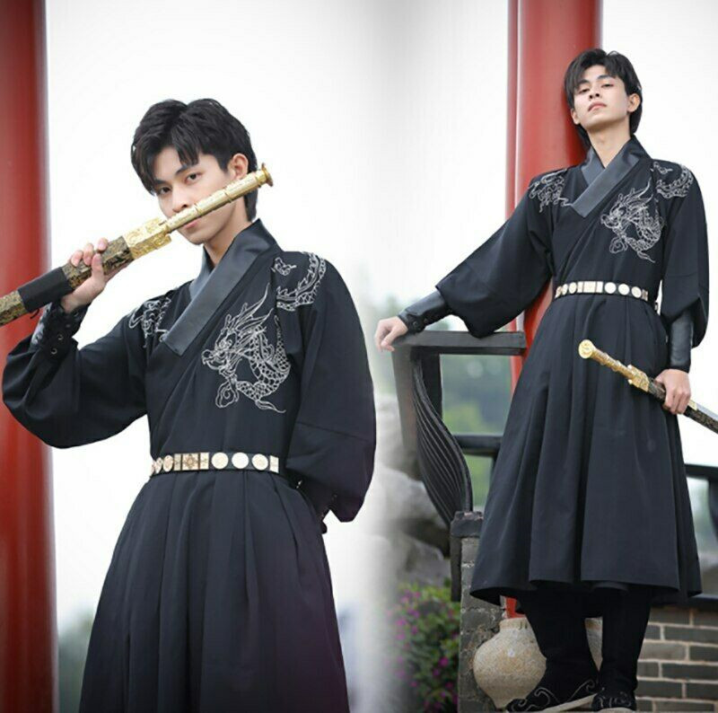 Plus Size Hanfu Men Chinese Ancient Embroidery Set Cosplay Costume Hanfu Outfit