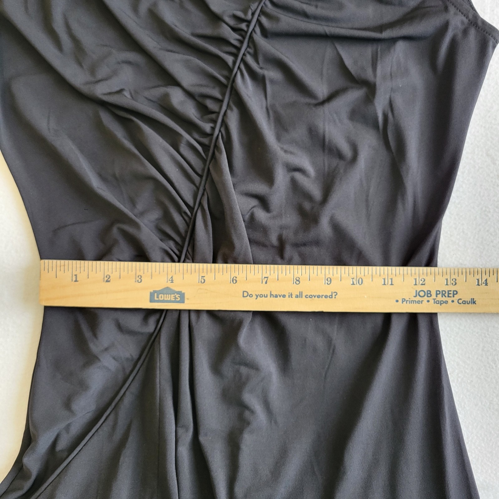 Venus Halter Bodycon Maxi Dress Sz Large Tall Ruched Front & Back w/ Slit Black