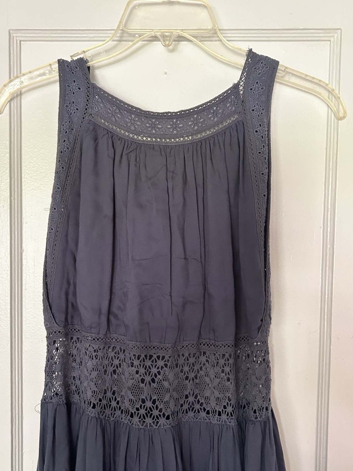 Lucky Brand Boho embroidered Buttons Up Lined Women’s Maxi Dress Size XS