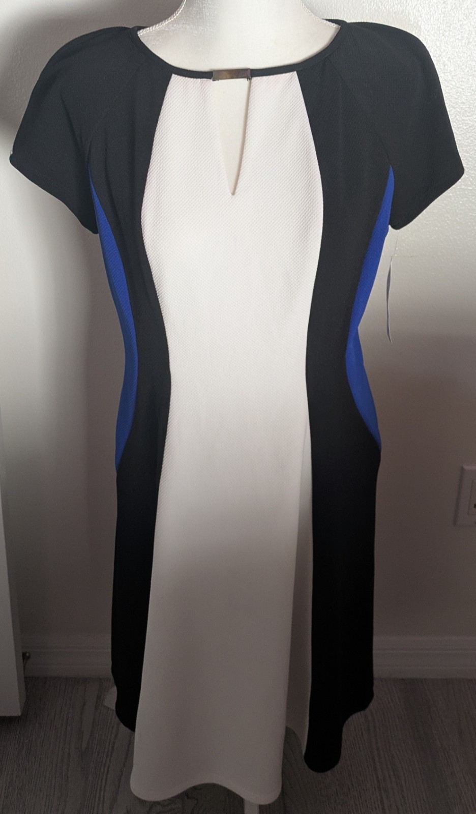 Studio One Sleeveless Blue Black White Casual Dress Women’s Sz 10 Blockcolor