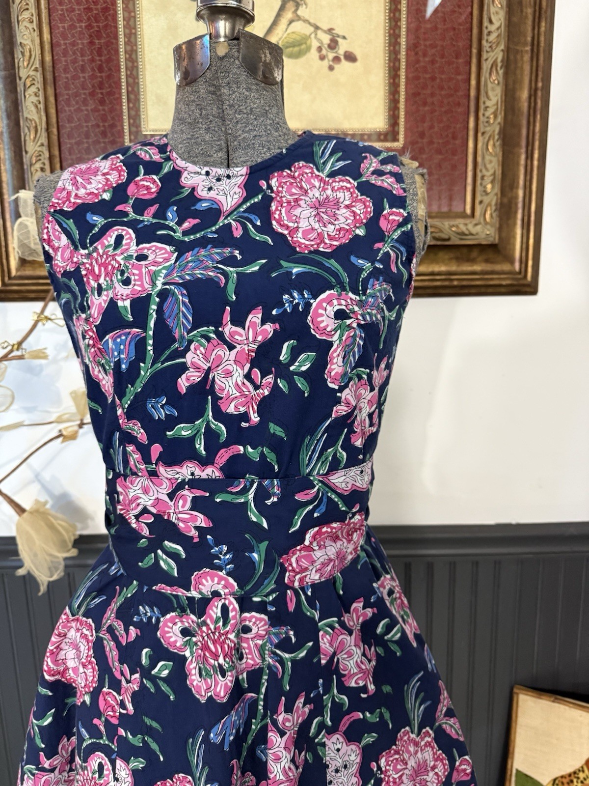Fitzroy & Willa 100% Cotton Floral Fit and Flare Mini Dress ~ Size Medium 🧡🍄