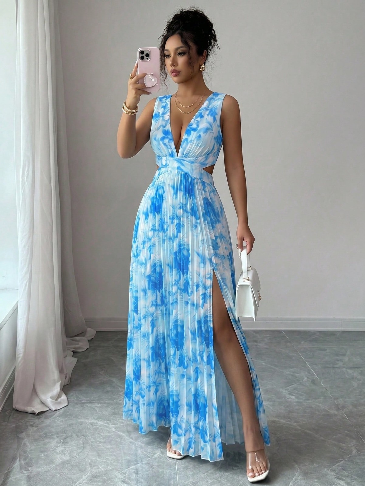 Elenzya Floral Sleeveless A Line Maxi Dress