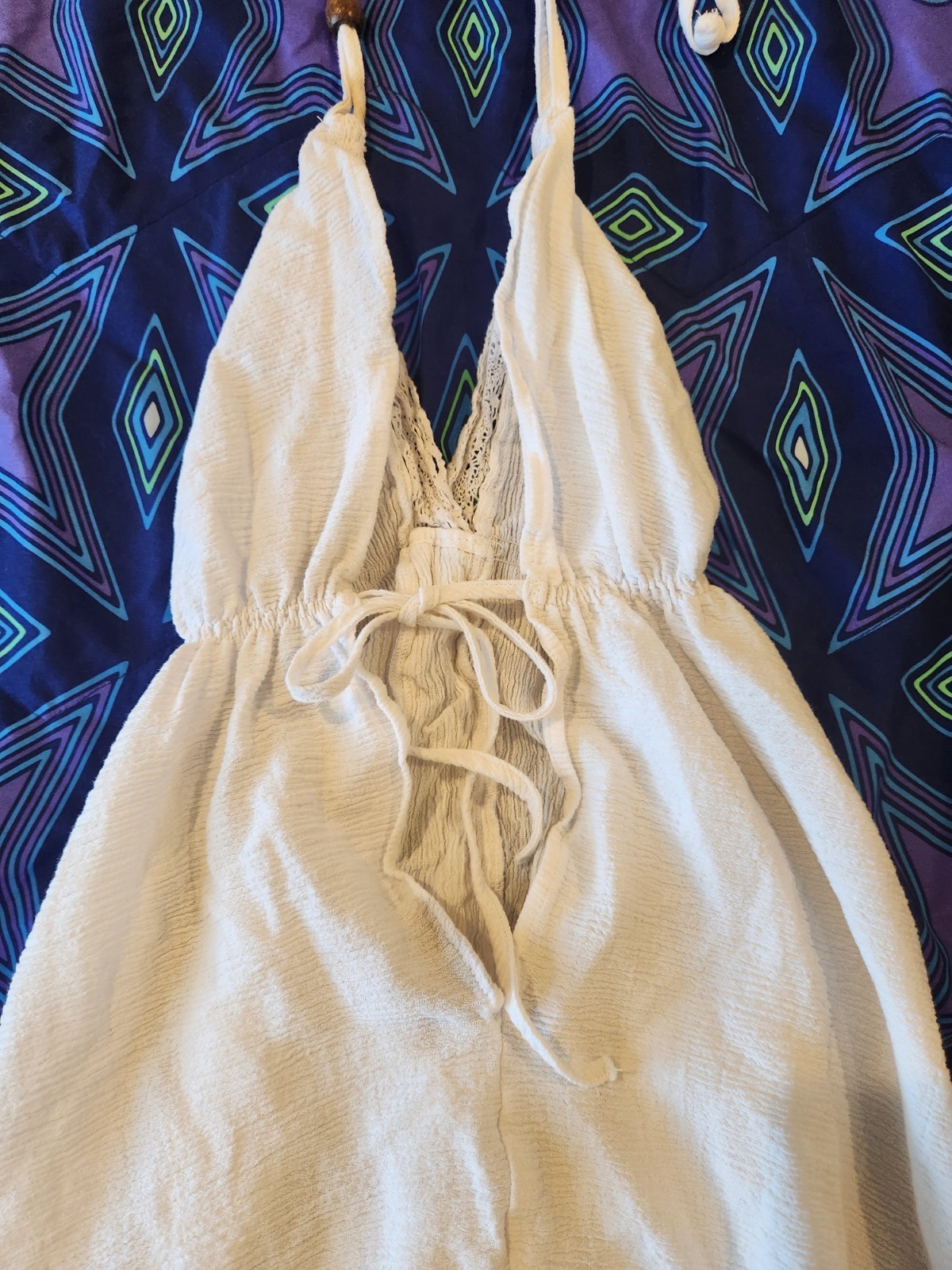 SUNCANS White Halter Strap DRESS For Beach or Summer WOMEN’S SIZE S.100% COTTON