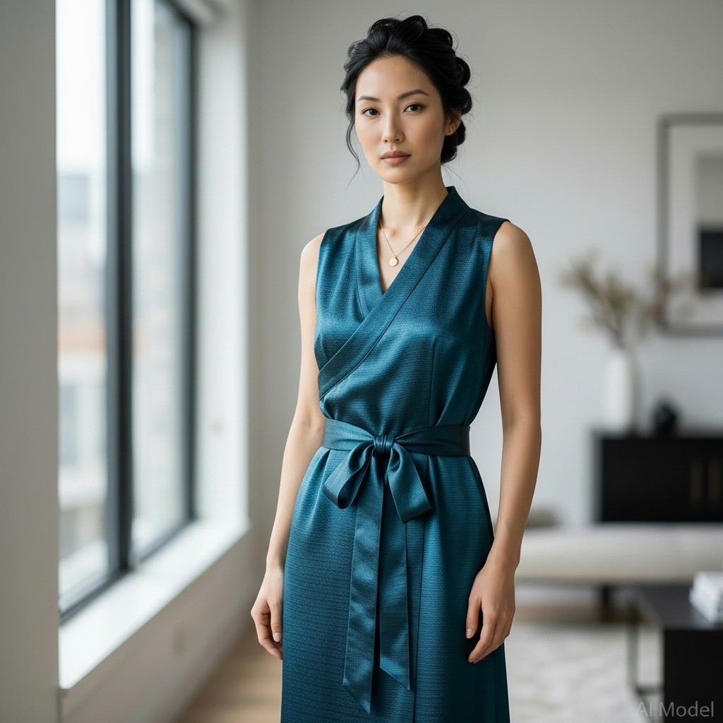 Amala Store Wrap Maxi Dress Women Large Teal Shimmer Sleeveless Formal Nepal