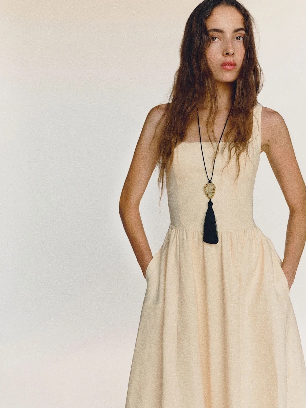 NEW Reformation Janu Square Neck Midi Linen Dress Sugar Light Yellow US 0 UK 4
