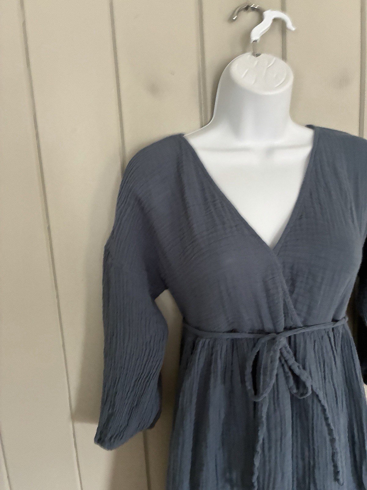 Michael Stars Dress M Cornflower Blue Isabella Empire Waist Midi Gauze Ties