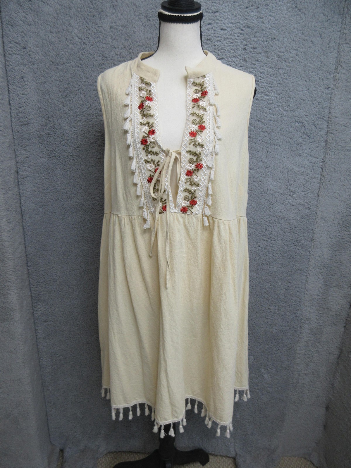 Joress Curve Dress Women 0XL White Boho Embroiderd Cottagecore Festival Babydoll