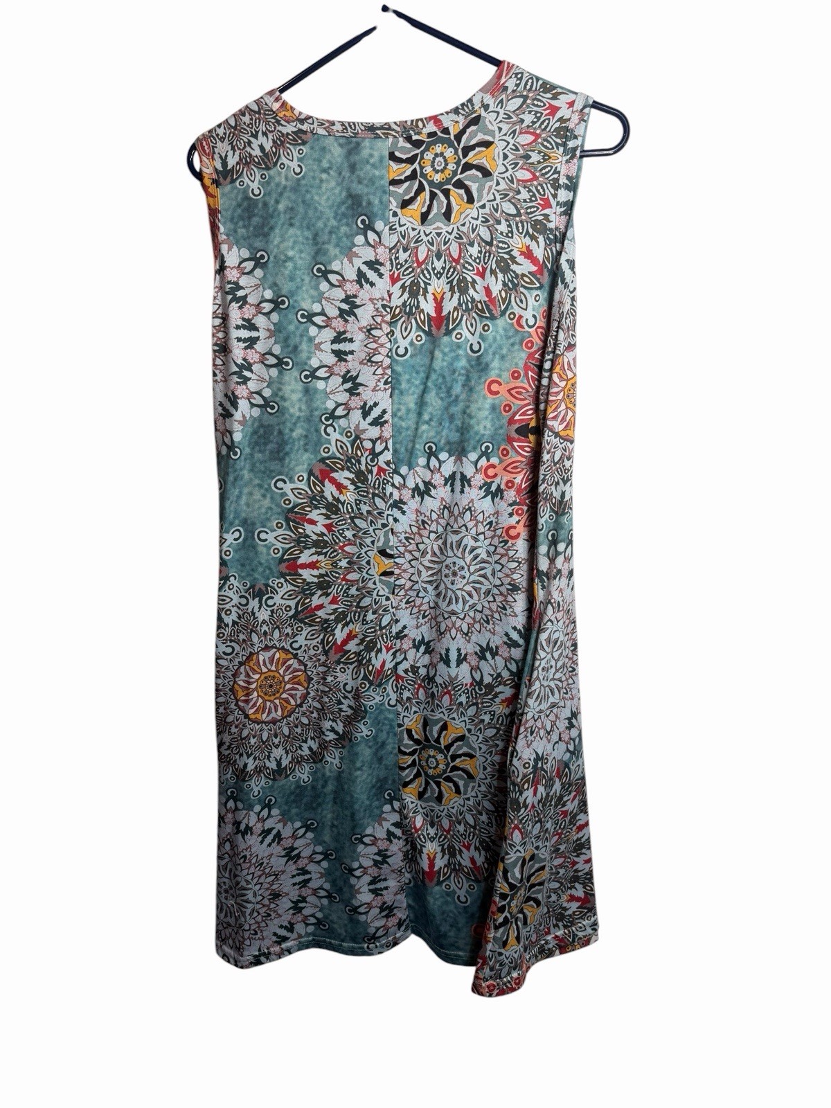 womens colorful sleeveless tank top dress with pockets plus size 2XL XXL