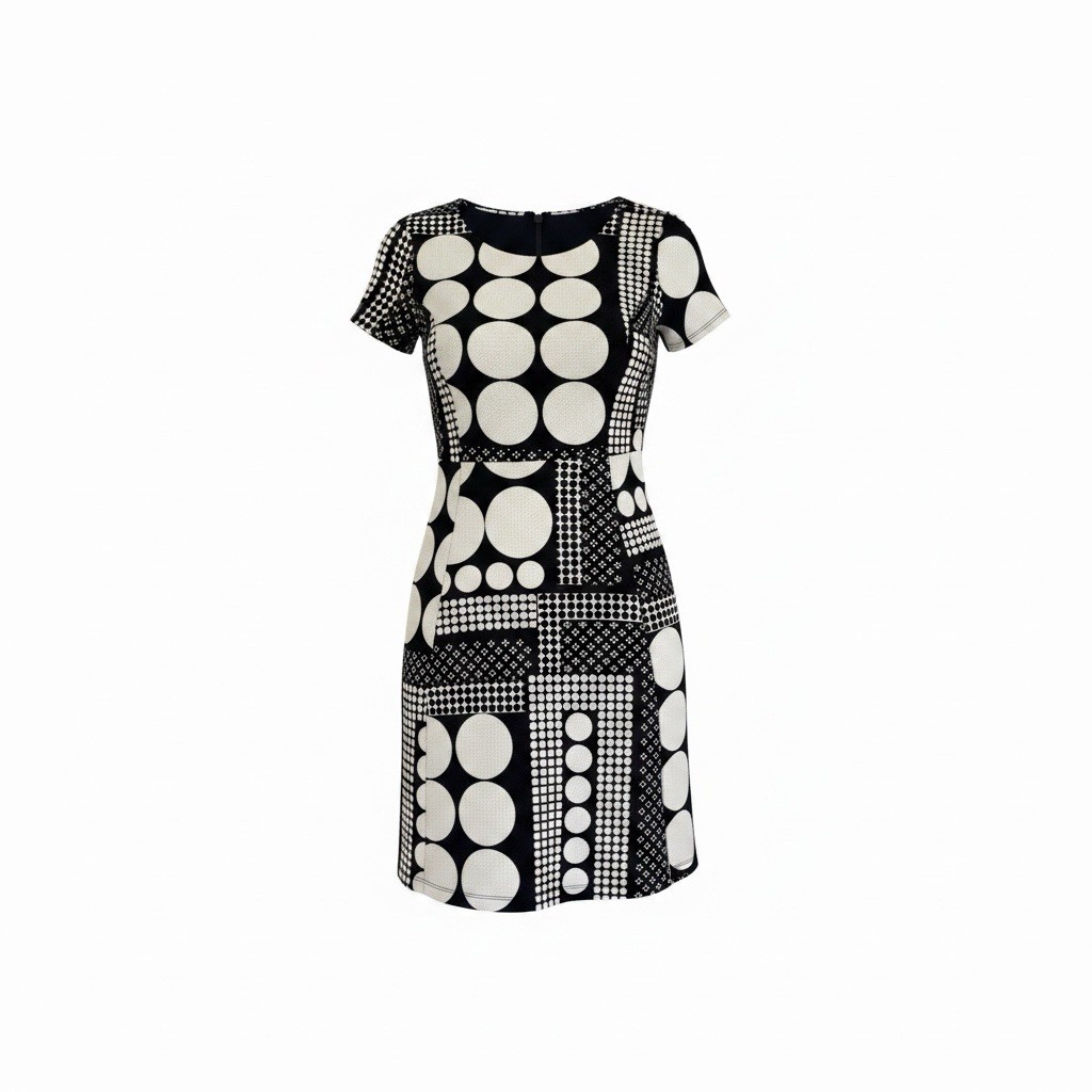 ENFOCUS Studio Fit & Flare Dress Women’s Size 4 Black & White Abstract Design