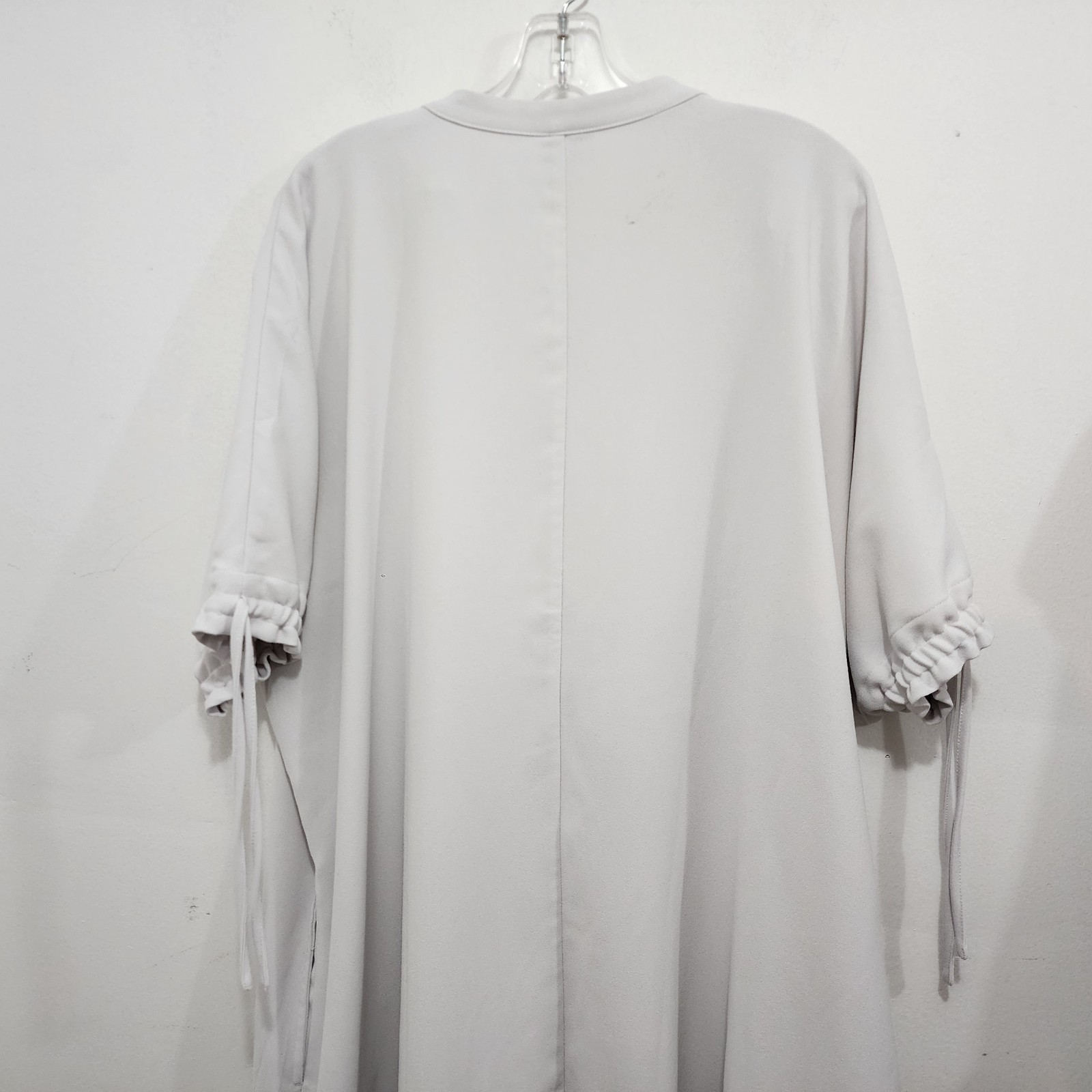 ULLA POPKEN Tie Sleeve Kimono A-line Dress Light Gray Puff Sleeve Pockets 20/22