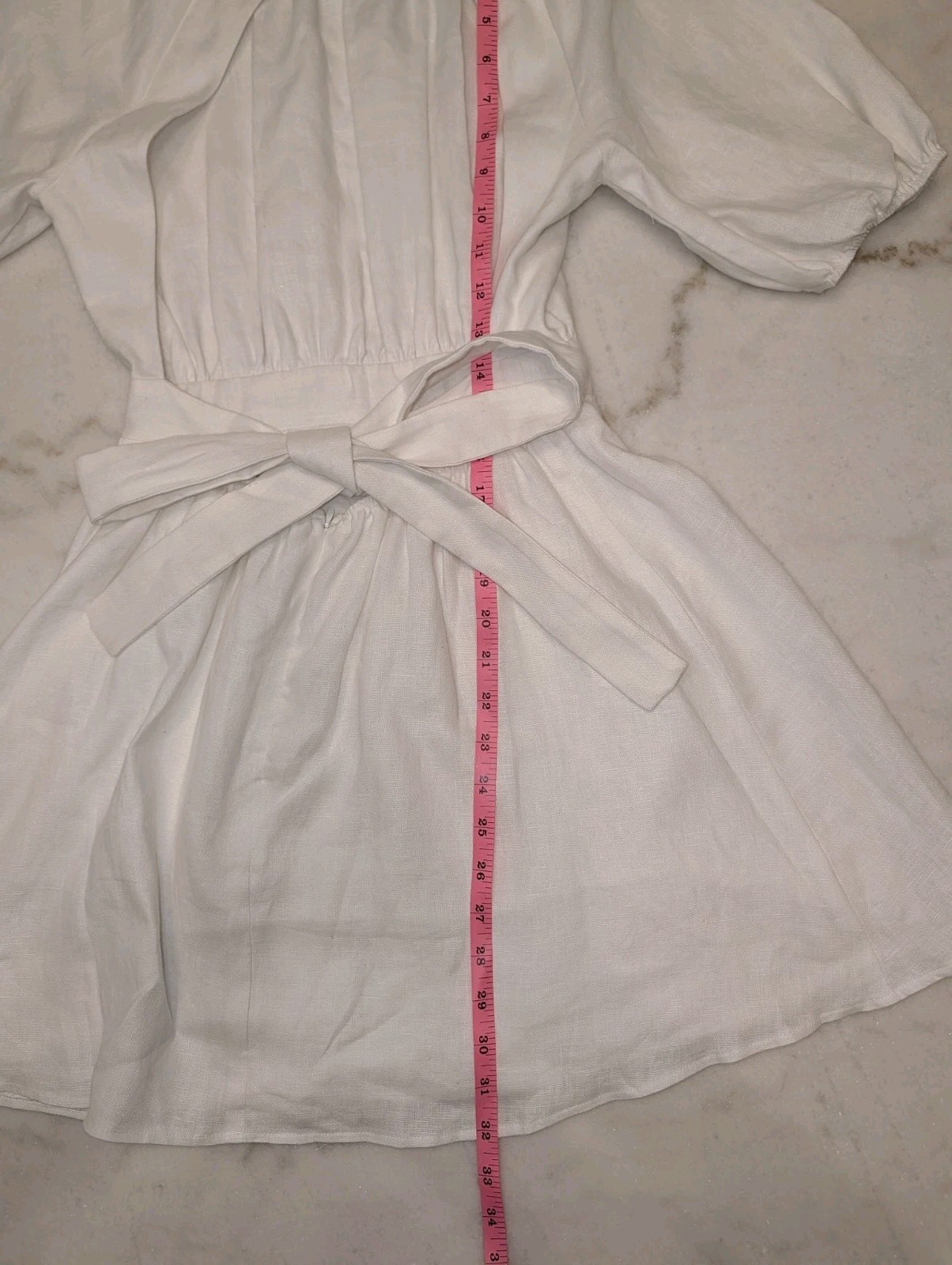 Reformation NWOT Sz 0 White Linen Open Back Adjustable Waist Tie Mini Dress