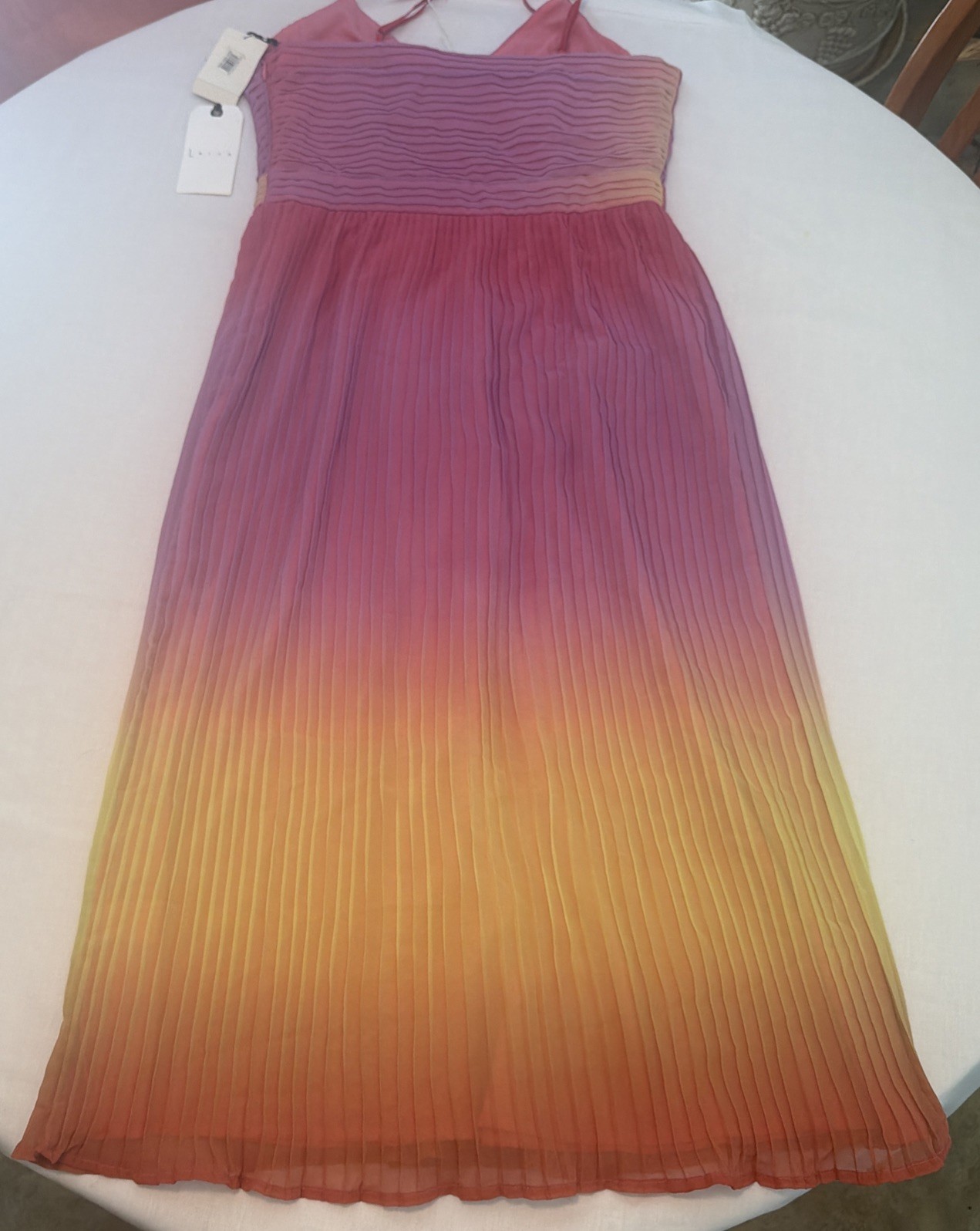 LEITH Nordstrom Sleeveless Pleated Ombré Gradient Pink Lemonade Sundress Y2K (M)