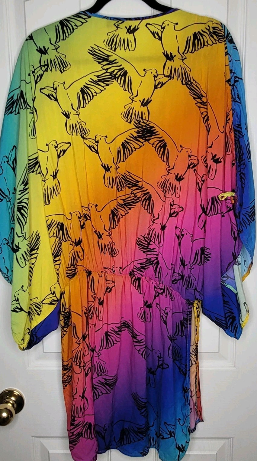 Kurt Geiger London Multicolor Parrot Print V-Neck Long Sleeve Cover-Up Dress L