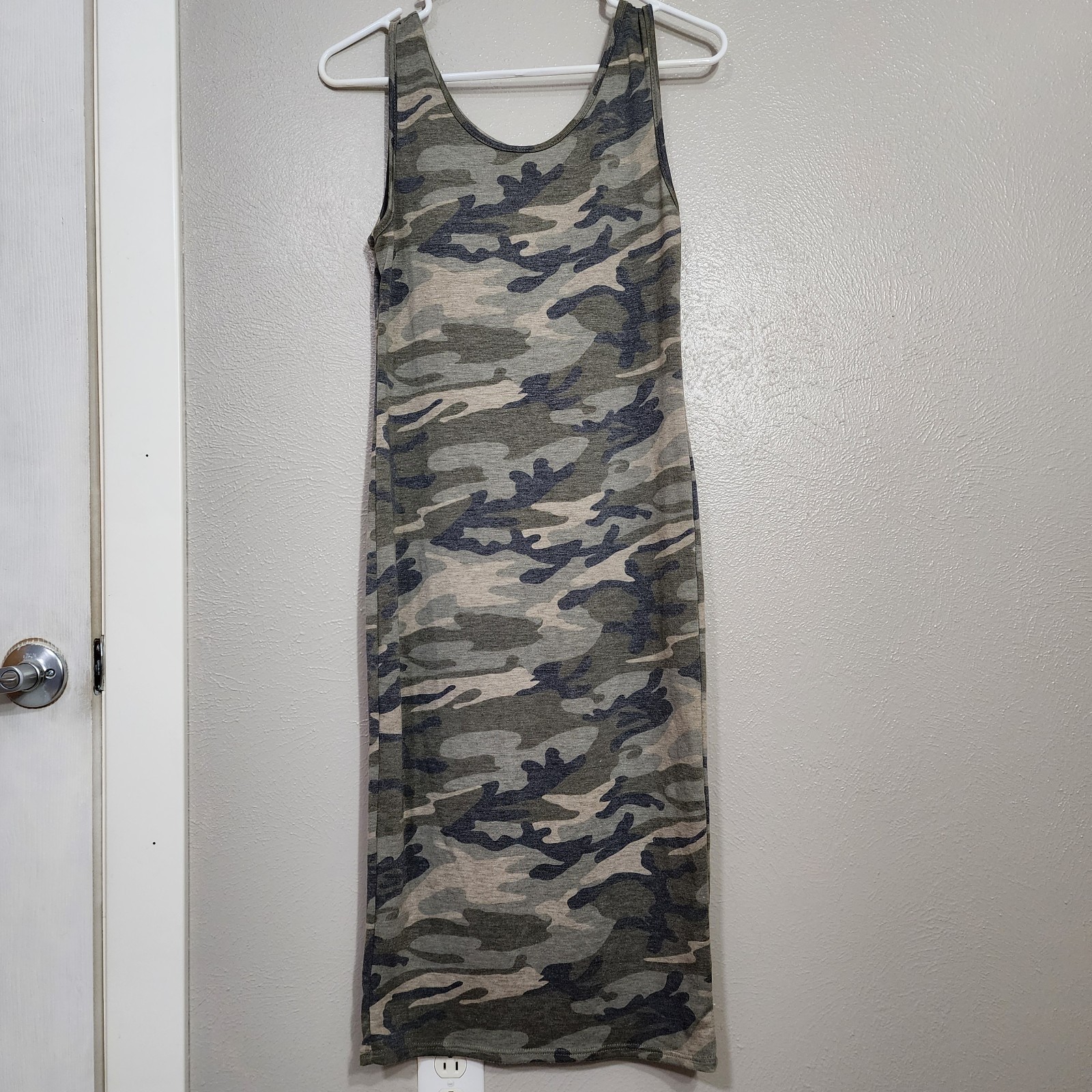 Mikey & Joey Camouflage Tank Dress Women’s Large Green Brown Sleeveless Midi