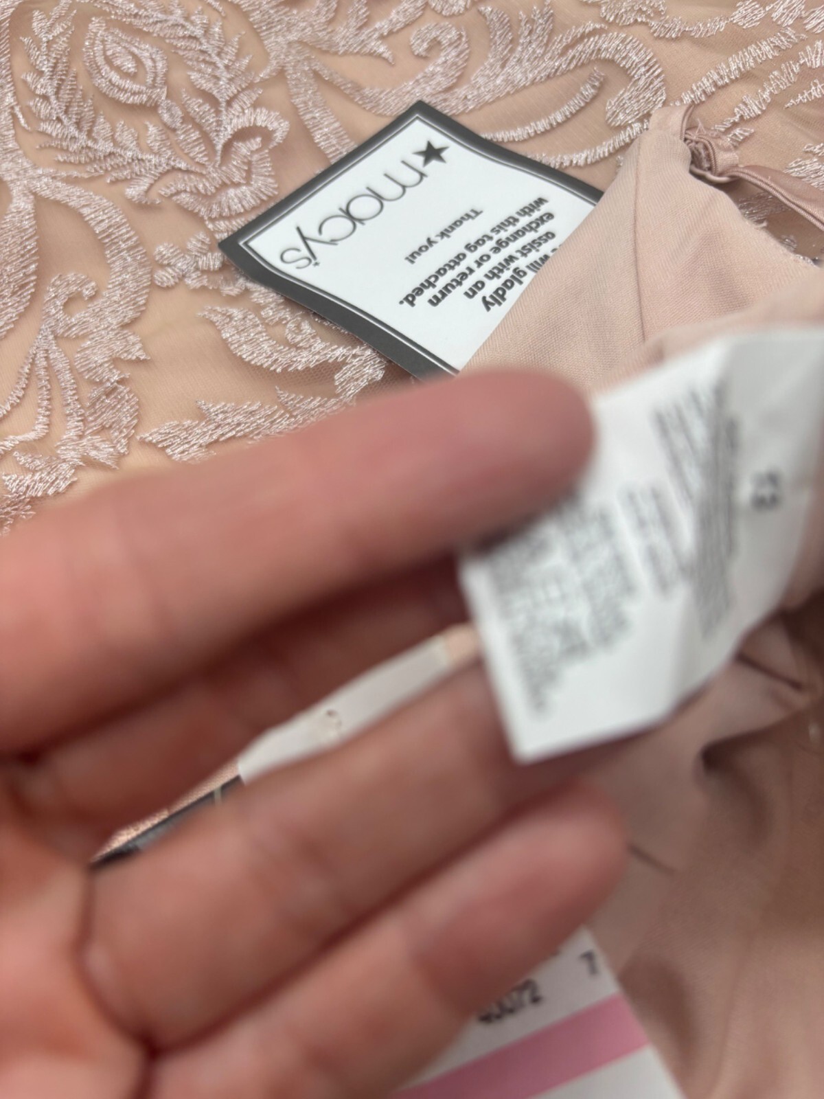 Speechless Juniors’ Shimmer Embroidered Fit & Flare Dress Nude Blush, Sz. 9