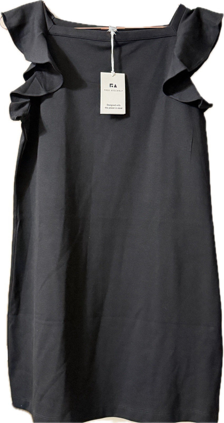 Free Assembly Cotton Flutter Sleeve Dress New with Tags Size Large / Black NWT