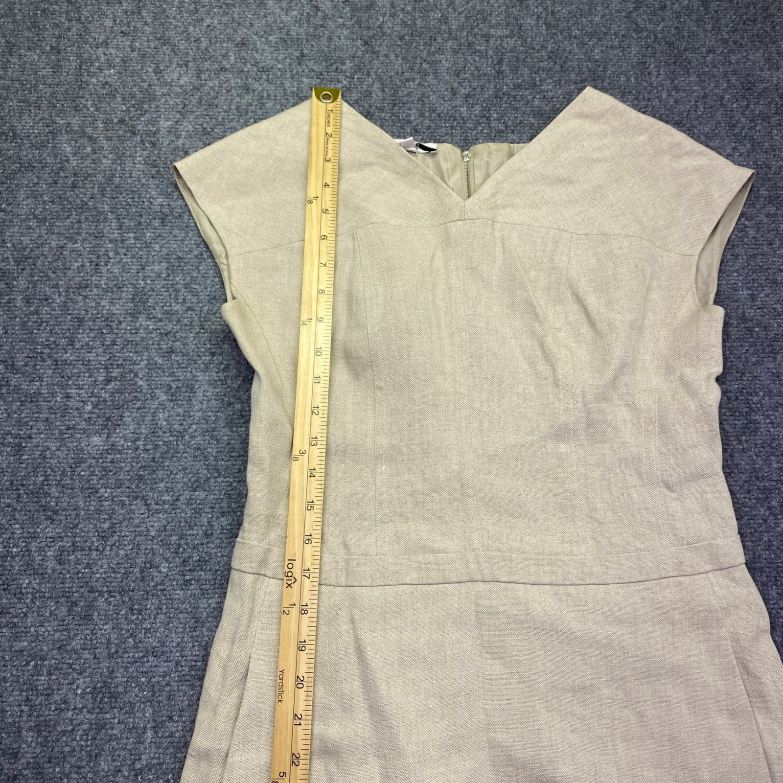 Narciso Rodriguez Tan Linen Silk Lined High Low Sheath Dress Made in Italy 42
