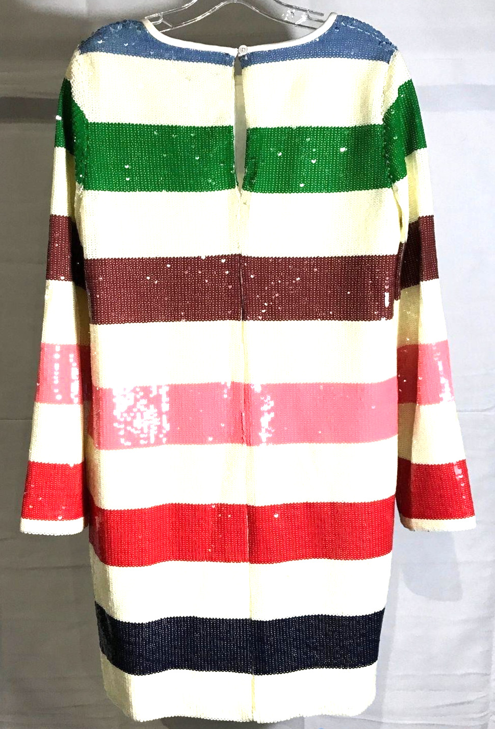NWT KATE SPADE US 8 Green Blue Red Pink Adventure Stripe Sequin Shift Mini Dress